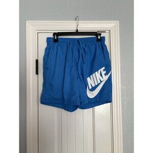 Nike Swim Shorts Mens Size Medium Blue Teal Logo Check Drawstring Elastic